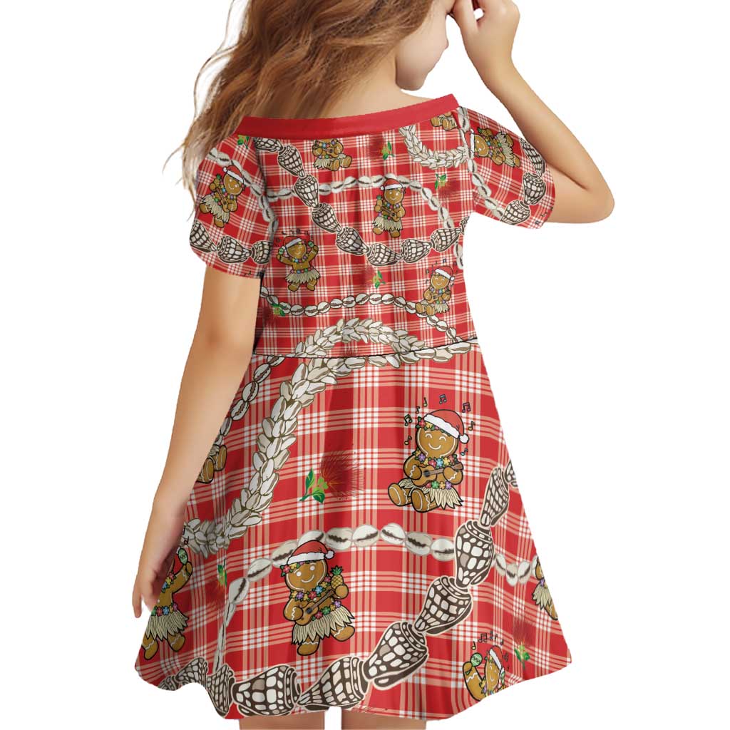 Red Palaka Hawaii Mele Kalikimaka Family Matching Summer Maxi Dress and Hawaiian Shirt Ohia Lehua Shell Leis Funny Gingerbread Santa LT14 - Polynesian Pride