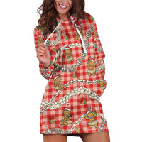 Red Palaka Hawaii Mele Kalikimaka Hoodie Dress Ohia Lehua Shell Leis Funny Gingerbread Santa - Polynesian Pride