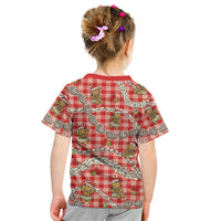 Red Palaka Hawaii Mele Kalikimaka Kid T Shirt Ohia Lehua Shell Leis Funny Gingerbread Santa - Polynesian Pride