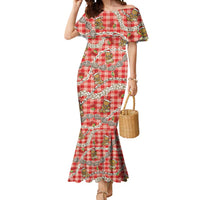 Red Palaka Hawaii Mele Kalikimaka Mermaid Dress Ohia Lehua Shell Leis Funny Gingerbread Santa - Polynesian Pride
