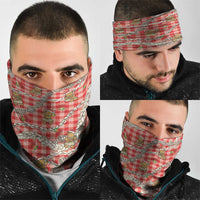 Red Palaka Hawaii Mele Kalikimaka Neck Gaiter Ohia Lehua Shell Leis Funny Gingerbread Santa - Polynesian Pride