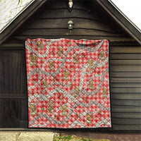 Red Palaka Hawaii Mele Kalikimaka Quilt Ohia Lehua Shell Leis Funny Gingerbread Santa - Polynesian Pride
