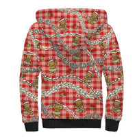 Red Palaka Hawaii Mele Kalikimaka Sherpa Hoodie Ohia Lehua Shell Leis Funny Gingerbread Santa - Polynesian Pride