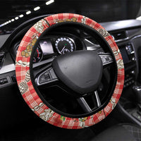 Red Palaka Hawaii Mele Kalikimaka Steering Wheel Cover Ohia Lehua Shell Leis Funny Gingerbread Santa LT14 Universal Fit Red - Polynesian Pride