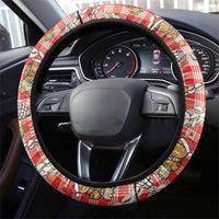 Red Palaka Hawaii Mele Kalikimaka Steering Wheel Cover Ohia Lehua Shell Leis Funny Gingerbread Santa LT14 - Polynesian Pride
