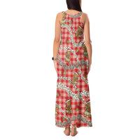 Red Palaka Hawaii Mele Kalikimaka Tank Maxi Dress Ohia Lehua Shell Leis Funny Gingerbread Santa - Polynesian Pride