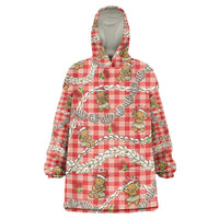 Red Palaka Hawaii Mele Kalikimaka Wearable Blanket Hoodie Ohia Lehua Shell Leis Funny Gingerbread Santa LT14 One Size Red - Polynesian Pride