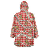 Red Palaka Hawaii Mele Kalikimaka Wearable Blanket Hoodie Ohia Lehua Shell Leis Funny Gingerbread Santa LT14 - Polynesian Pride