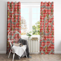 Red Palaka Hawaii Mele Kalikimaka Window Curtain Ohia Lehua Shell Leis Funny Gingerbread Santa - Polynesian Pride