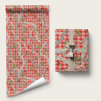 Red Palaka Hawaii Mele Kalikimaka Wrapping Paper Ohia Lehua Shell Leis Funny Gingerbread Santa - Polynesian Pride