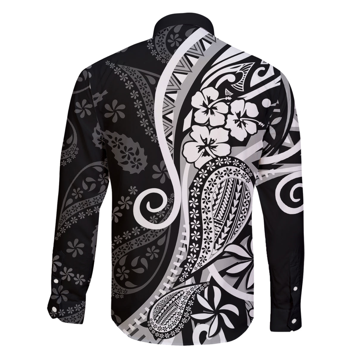 Black Polynesia Paisley Family Matching Off Shoulder Maxi Dress and Hawaiian Shirt Polynesian With Tropical Flowers LT14 - Polynesian Pride