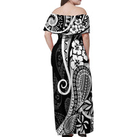 Black Polynesia Paisley Family Matching Off Shoulder Maxi Dress and Hawaiian Shirt Polynesian With Tropical Flowers LT14 - Polynesian Pride