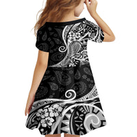 Black Polynesia Paisley Family Matching Tank Maxi Dress and Hawaiian Shirt Polynesian With Tropical Flowers LT14 - Polynesian Pride