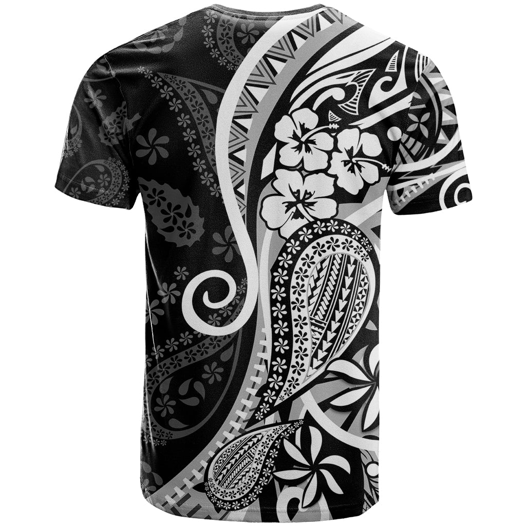Black Polynesia Paisley T Shirt Polynesian With Tropical Flowers LT14 - Polynesian Pride