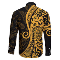 Gold Polynesia Paisley Family Matching Tank Maxi Dress and Hawaiian Shirt Polynesian With Tropical Flowers LT14 - Polynesian Pride