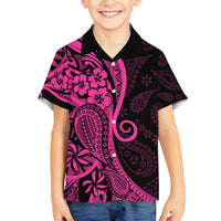 Pink Polynesia Paisley Family Matching Tank Maxi Dress and Hawaiian Shirt Polynesian With Tropical Flowers LT14 Son's Shirt Pink - Polynesian Pride