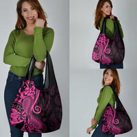 Pink Polynesia Paisley Grocery Bag Polynesian With Tropical Flowers