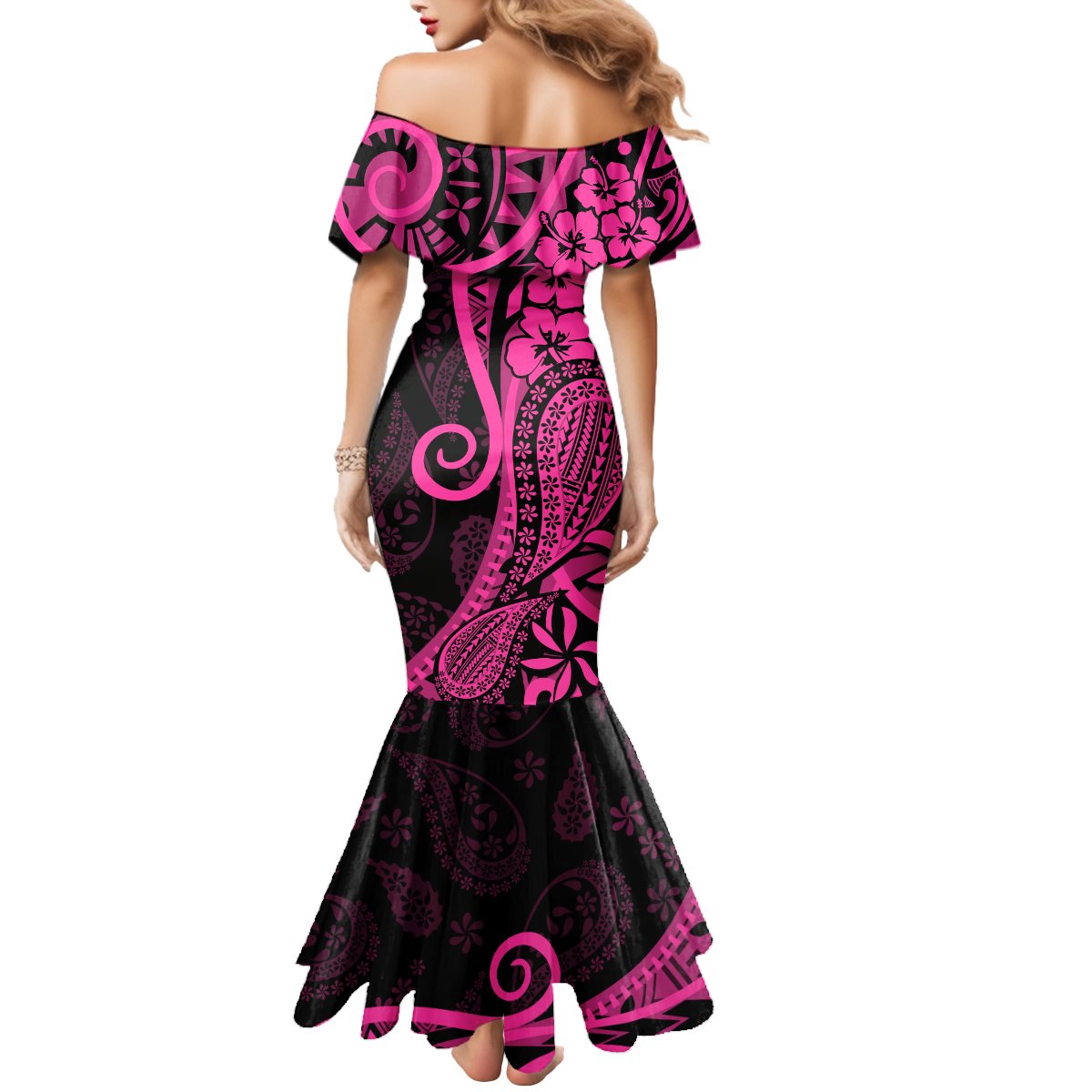 Pink Polynesia Paisley Mermaid Dress Polynesian With Tropical Flowers LT14 - Polynesian Pride