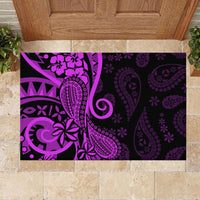 Polynesia Paisley Rubber Doormat Polynesian With Tropical Flowers - Purple LT14 - Polynesian Pride