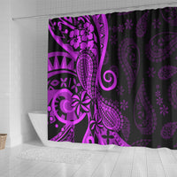 Polynesia Paisley Shower Curtain Polynesian With Tropical Flowers - Purple LT14 - Polynesian Pride