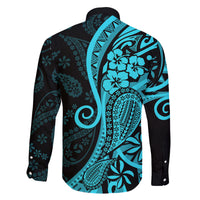 Polynesia Paisley Family Matching Summer Maxi Dress and Hawaiian Shirt Polynesian With Tropical Flowers - Turquoise LT14 - Polynesian Pride