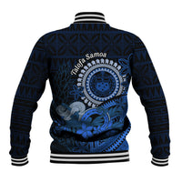 Talofa Samoa Baseball Jacket Samoan Kava Bowl Siapo Pattern - Blue LT14 - Polynesian Pride