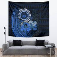 Talofa Samoa Tapestry Samoan Kava Bowl Siapo Pattern - Blue LT14 - Polynesian Pride