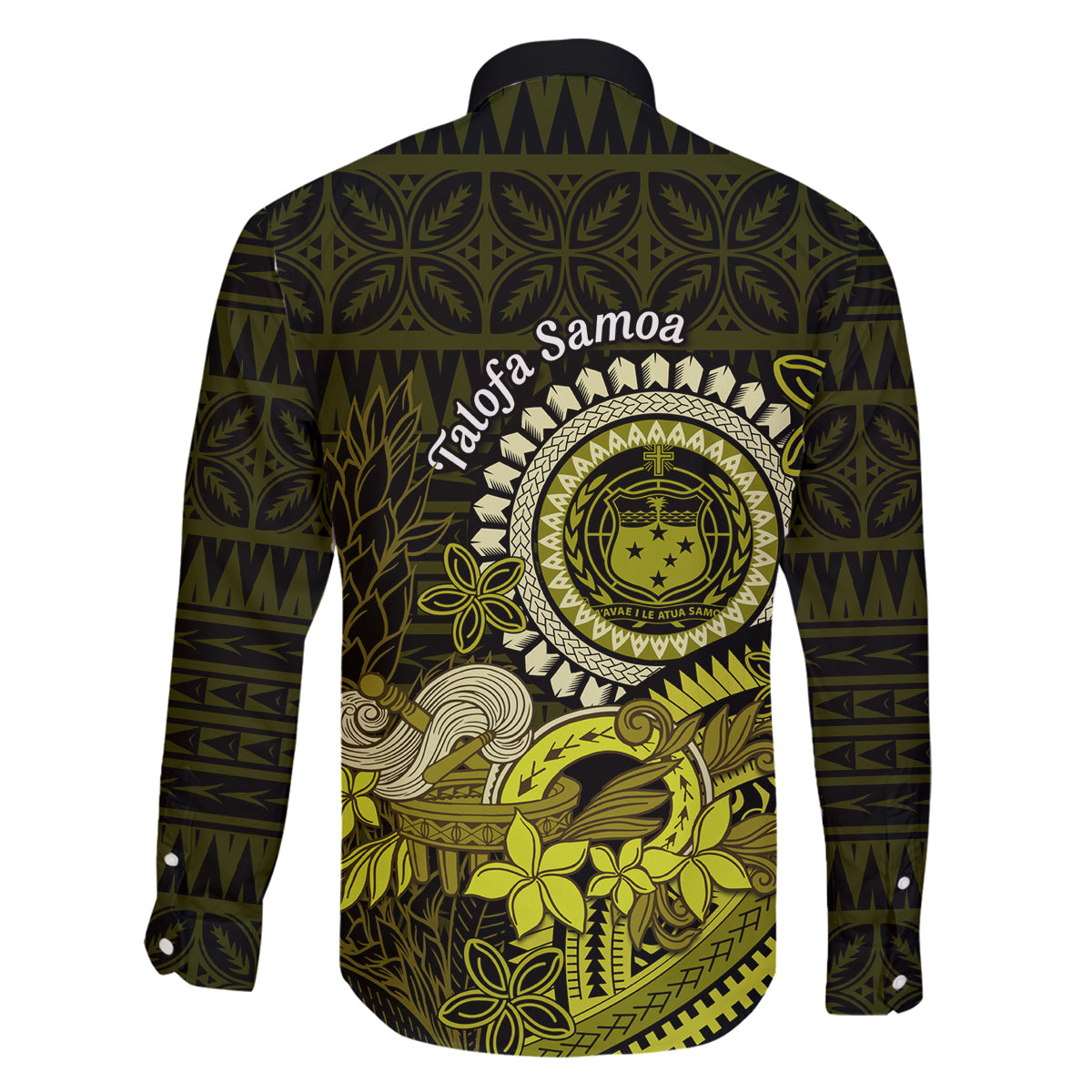 Lime Green Talofa Samoa Family Matching Off Shoulder Maxi Dress and Hawaiian Shirt Samoan Kava Bowl Siapo Pattern LT14 - Polynesian Pride