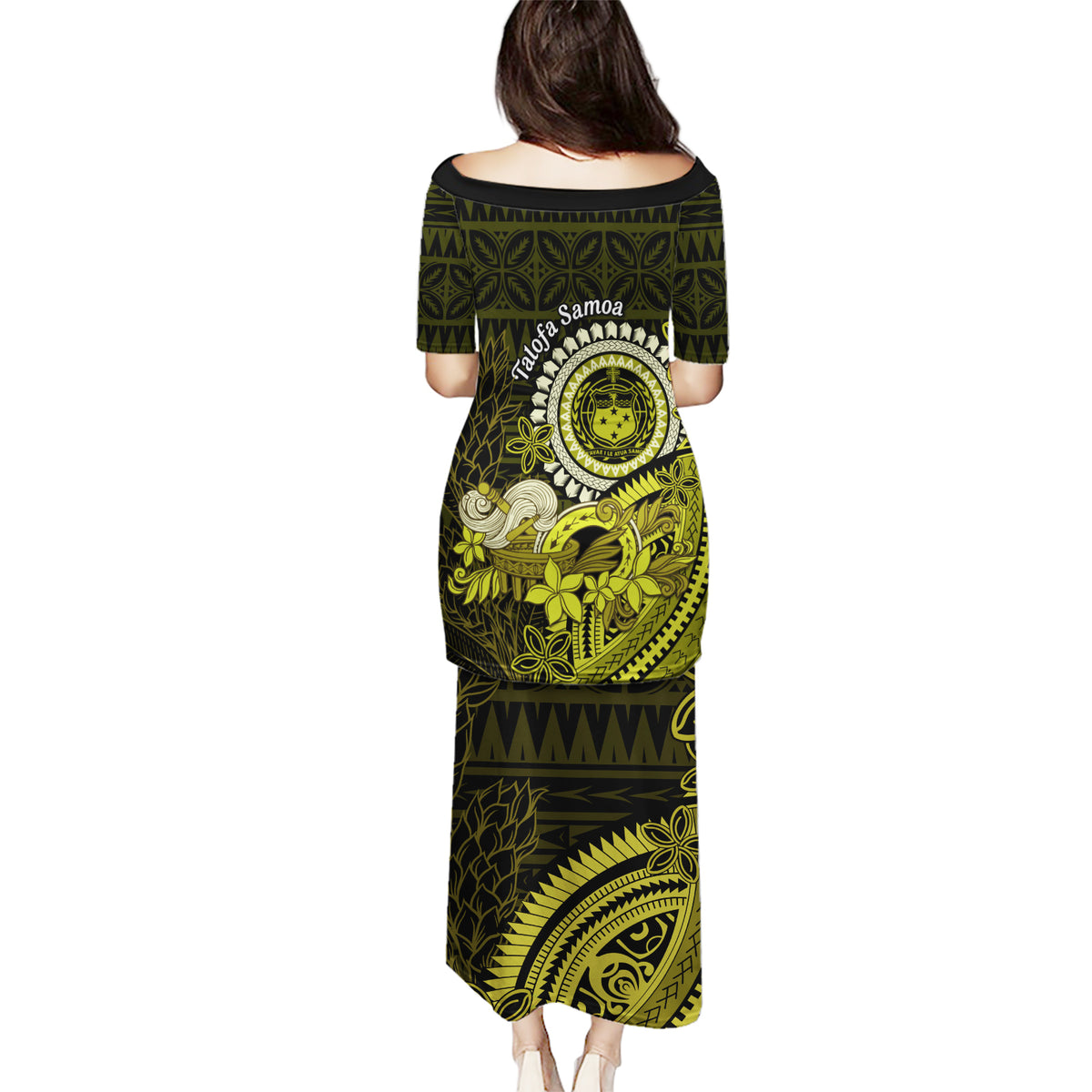 Lime Green Talofa Samoa Puletasi Samoan Kava Bowl Siapo Pattern LT14 - Polynesian Pride