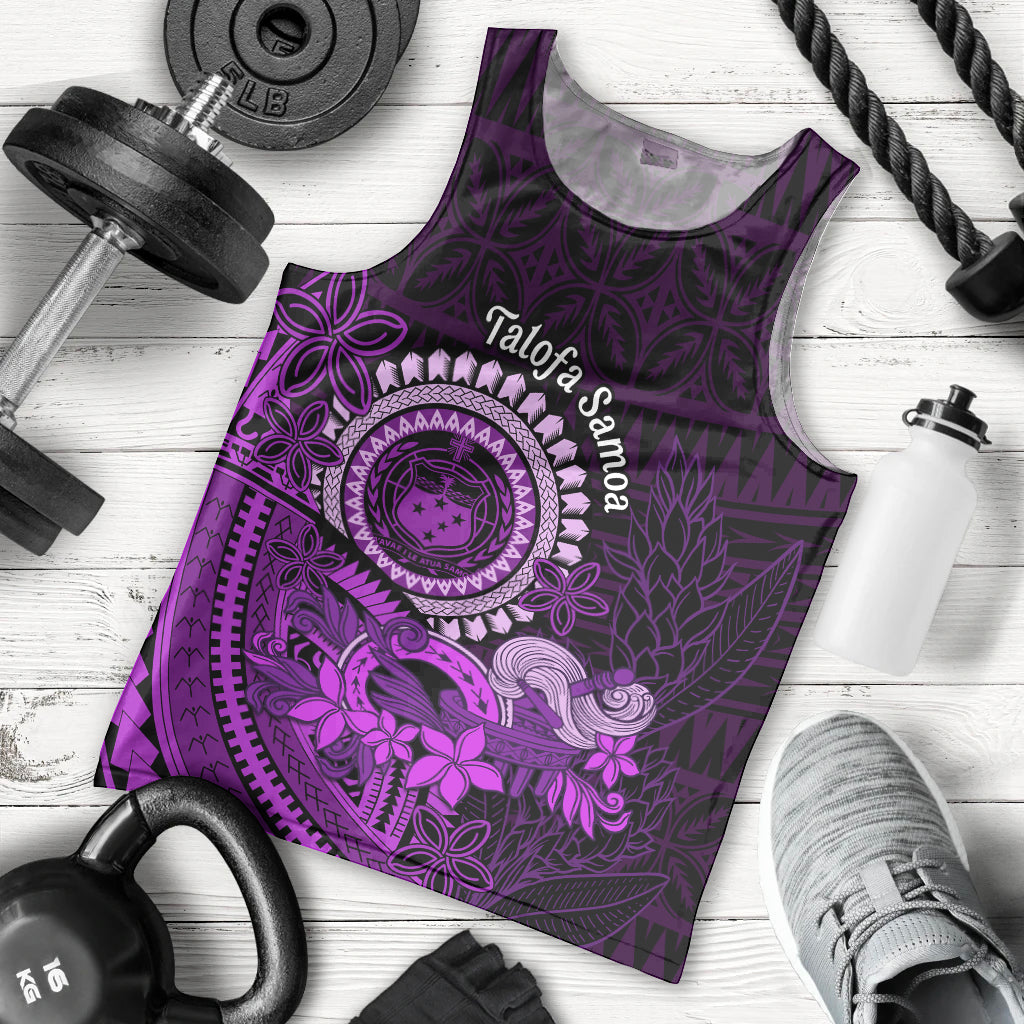 Purple Talofa Samoa Men Tank Top Samoan Kava Bowl Siapo Pattern LT14 - Polynesian Pride