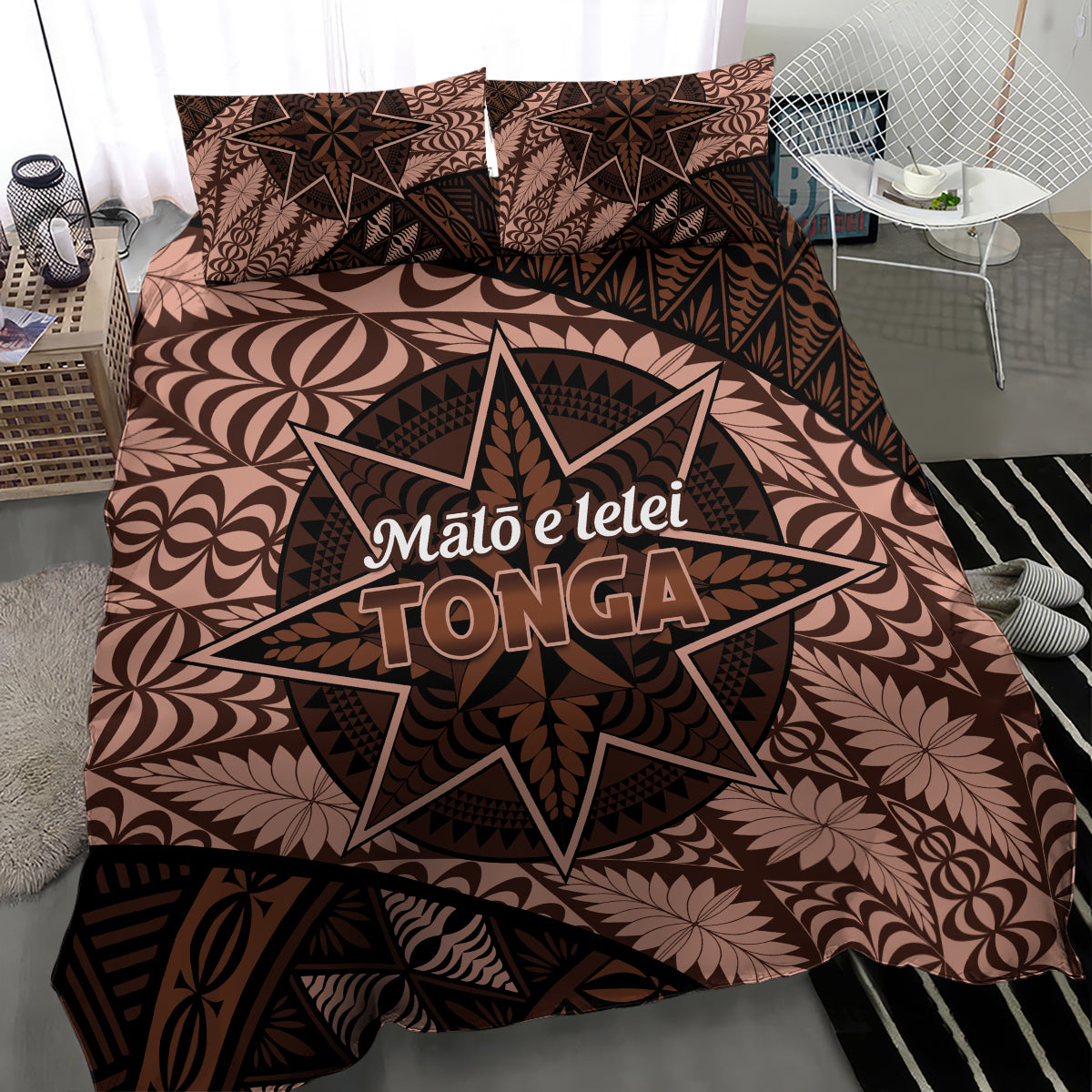 Malo e lelei Tonga Bedding Set Tongan Ngatu Pattern Vintage Vibes LT14 - Polynesian Pride
