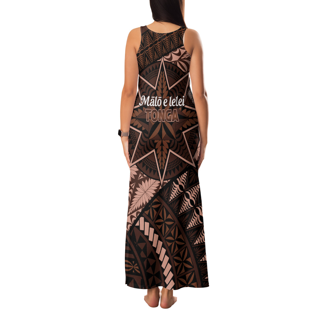 Malo e lelei Tonga Family Matching Tank Maxi Dress and Hawaiian Shirt Tongan Ngatu Pattern Vintage Vibes LT14 - Polynesian Pride