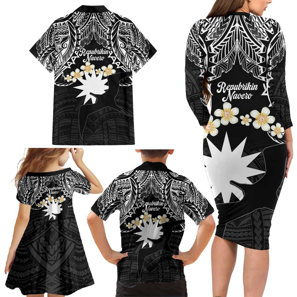 Ekamowir Omo Nauru Family Matching Long Sleeve Bodycon Dress and Hawaiian Shirt Naoero Twelve-pointed Star Polynesian Tattoo LT14 - Polynesian Pride