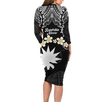 Ekamowir Omo Nauru Family Matching Long Sleeve Bodycon Dress and Hawaiian Shirt Naoero Twelve-pointed Star Polynesian Tattoo LT14 - Polynesian Pride