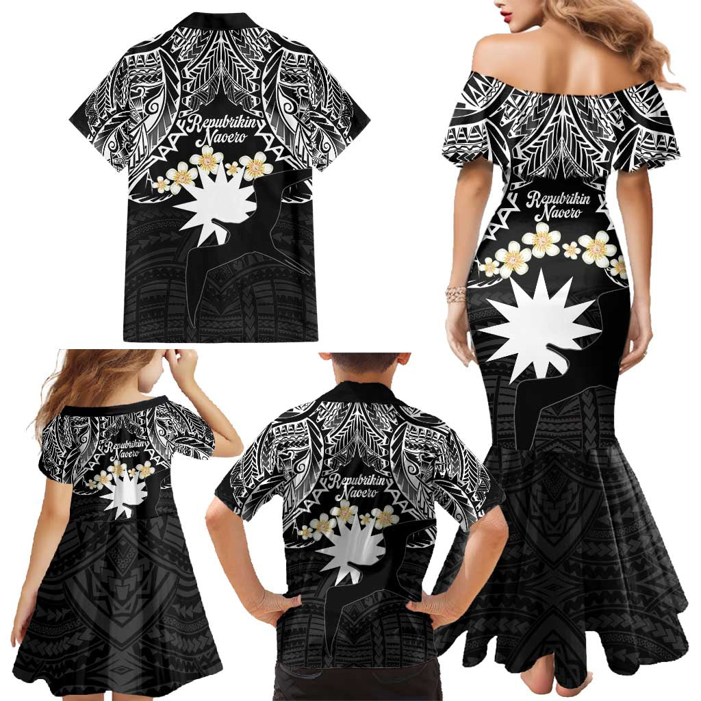 Ekamowir Omo Nauru Family Matching Mermaid Dress and Hawaiian Shirt Naoero Twelve-pointed Star Polynesian Tattoo LT14 - Polynesian Pride