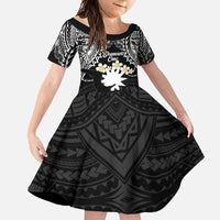 Ekamowir Omo Nauru Family Matching Off Shoulder Maxi Dress and Hawaiian Shirt Naoero Twelve-pointed Star Polynesian Tattoo LT14 Daughter's Dress Black - Polynesian Pride