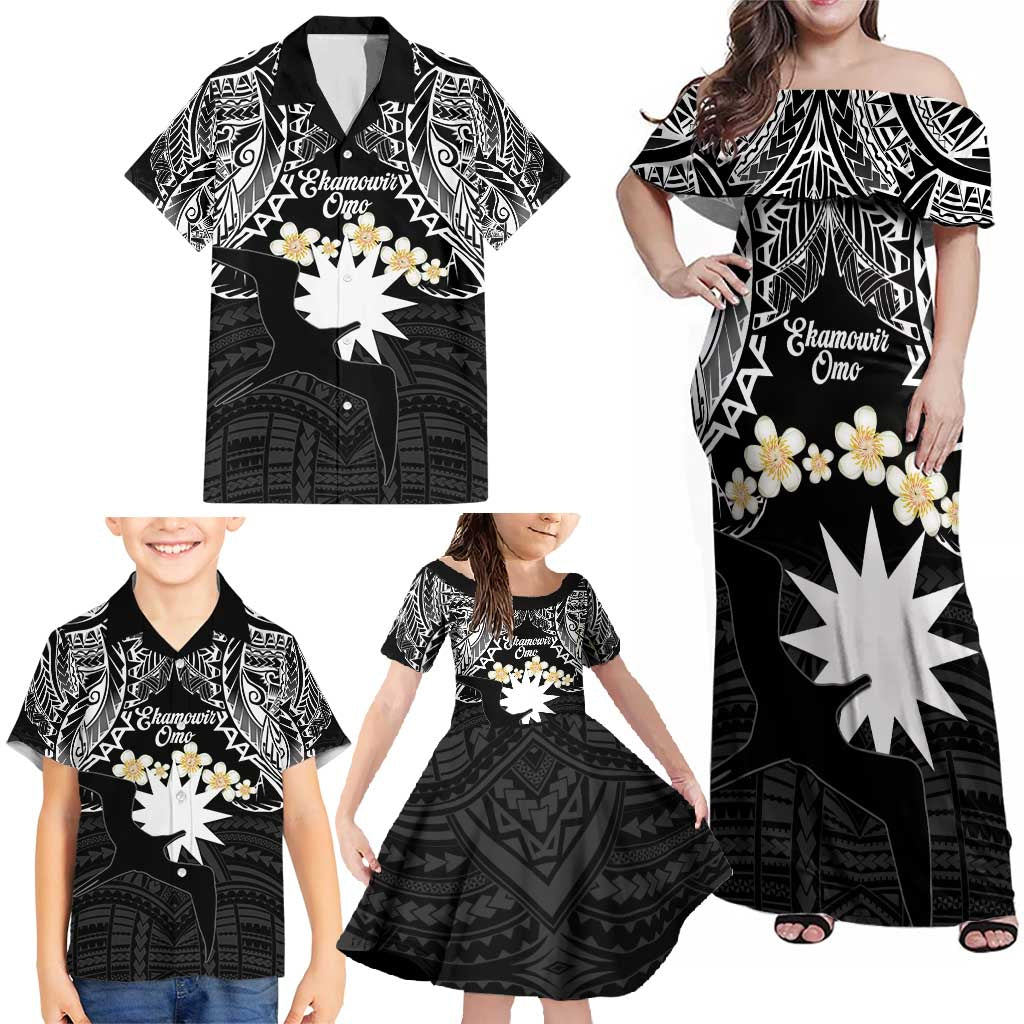 Ekamowir Omo Nauru Family Matching Off Shoulder Maxi Dress and Hawaiian Shirt Naoero Twelve-pointed Star Polynesian Tattoo LT14 - Polynesian Pride