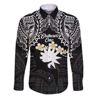 Ekamowir Omo Nauru Family Matching Off Shoulder Maxi Dress and Hawaiian Shirt Naoero Twelve-pointed Star Polynesian Tattoo LT14 Dad's Shirt - Long Sleeve Black - Polynesian Pride