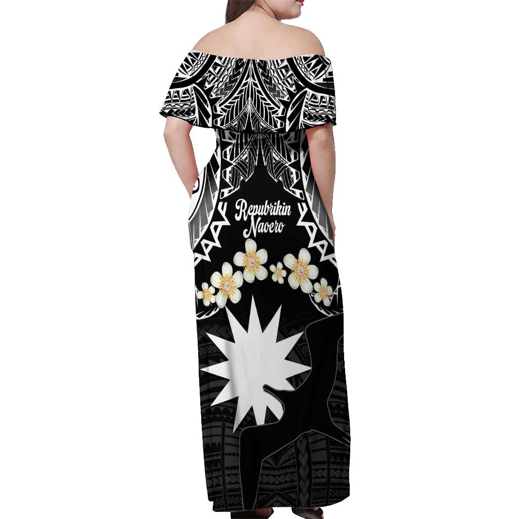 Ekamowir Omo Nauru Off Shoulder Maxi Dress Naoero Twelve-pointed Star Polynesian Tattoo LT14 - Polynesian Pride