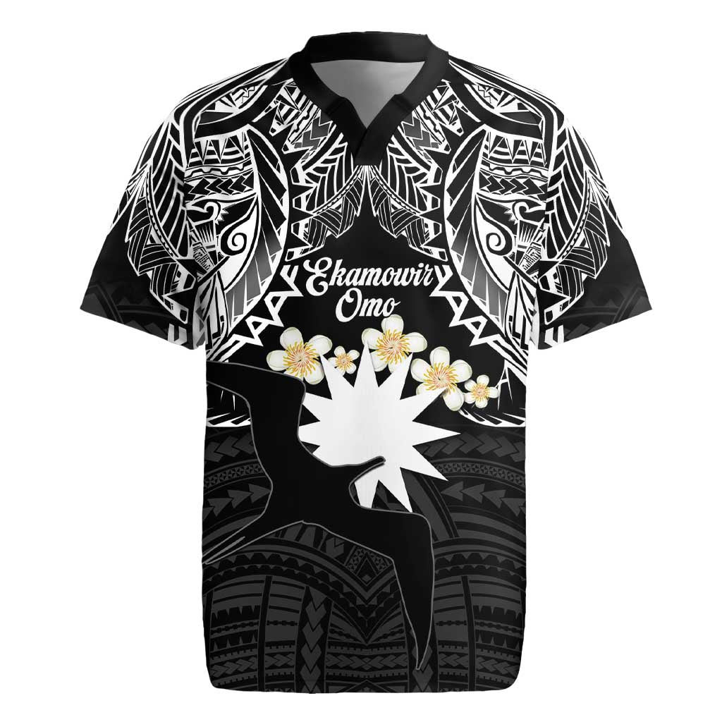 Ekamowir Omo Nauru Rugby Jersey Naoero Twelve-pointed Star Polynesian Tattoo LT14 Black - Polynesian Pride