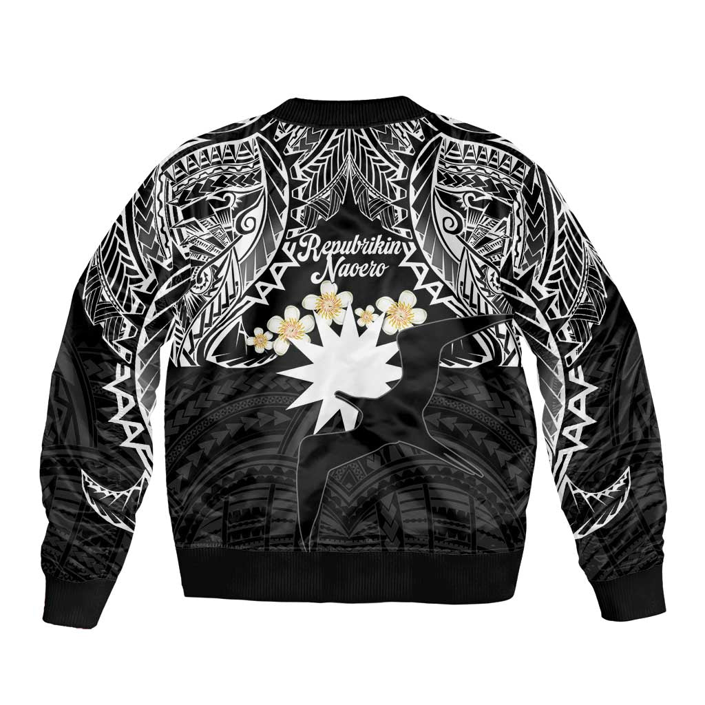 Ekamowir Omo Nauru Sleeve Zip Bomber Jacket Naoero Twelve-pointed Star Polynesian Tattoo