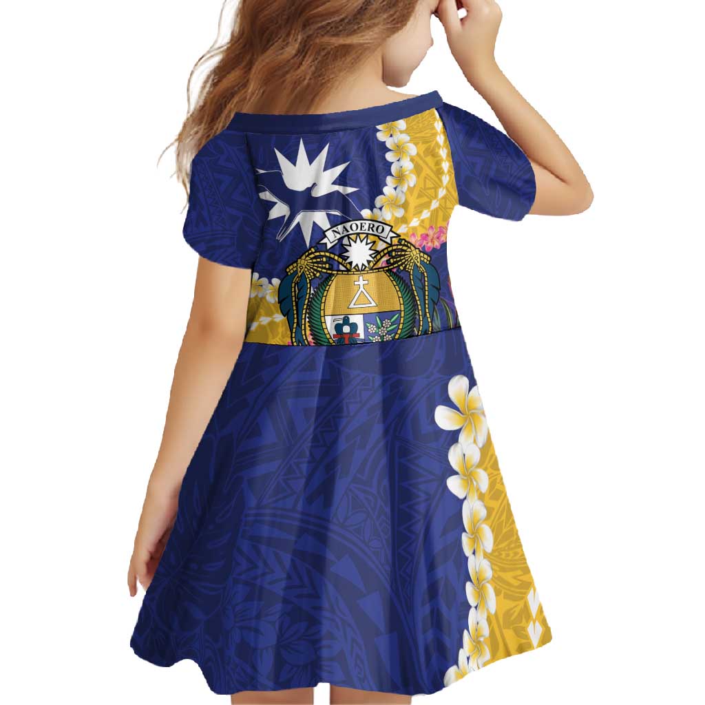 Nauru Independence Day Family Matching Summer Maxi Dress and Hawaiian Shirt Coat Of Arms With Tropical Flowers LT14 - Polynesian Pride