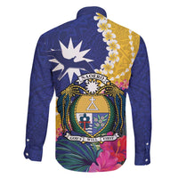 Nauru Independence Day Family Matching Summer Maxi Dress and Hawaiian Shirt Coat Of Arms With Tropical Flowers LT14 - Polynesian Pride