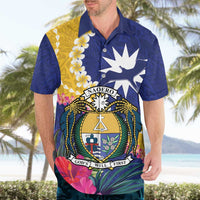 Nauru Independence Day Hawaiian Shirt Coat Of Arms With Tropical Flowers LT14 - Polynesian Pride