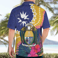 Nauru Independence Day Hawaiian Shirt Coat Of Arms With Tropical Flowers LT14 - Polynesian Pride