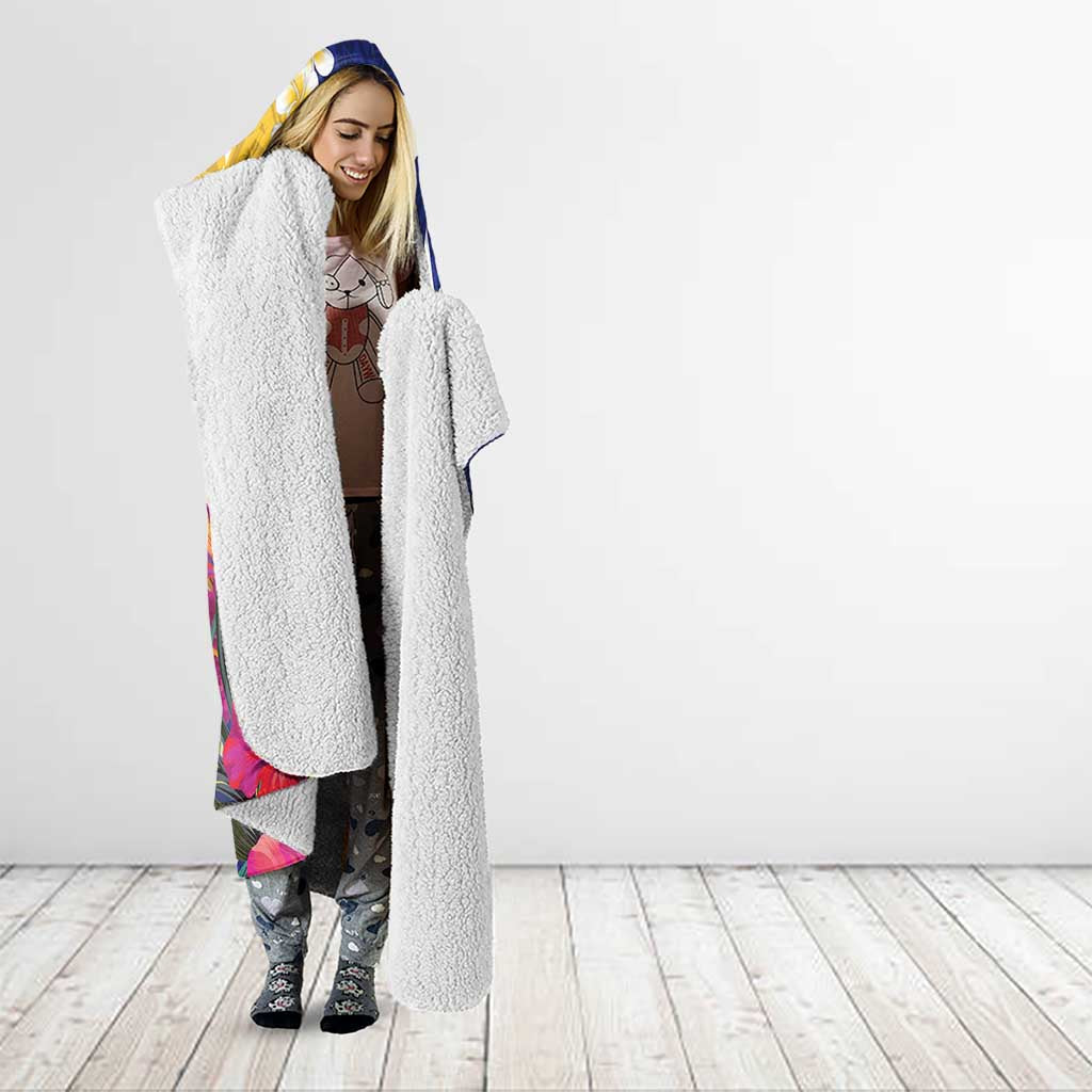 Nauru Independence Day Hooded Blanket Coat Of Arms With Tropical Flowers