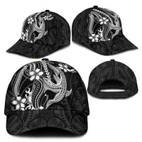Black Aloha Hawaii Classic Cap Polynesian Shark Tattoo With Plumeria - Polynesian Pride