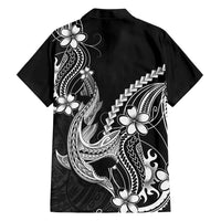 Black Aloha Hawaii Family Matching Summer Maxi Dress and Hawaiian Shirt Polynesian Shark Tattoo With Plumeria LT14 - Polynesian Pride