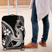Black Aloha Hawaii Luggage Cover Polynesian Shark Tattoo With Plumeria LT14 Black - Polynesian Pride