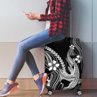 Black Aloha Hawaii Luggage Cover Polynesian Shark Tattoo With Plumeria LT14 - Polynesian Pride
